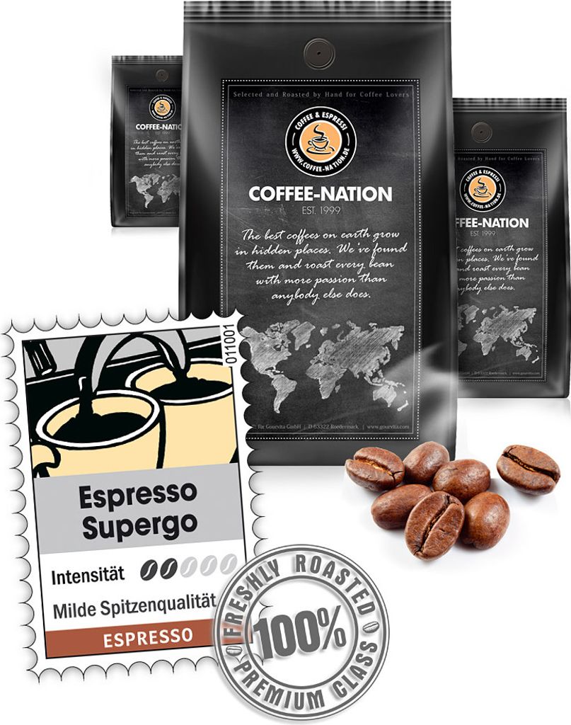 Coffee ESPRESSO SUPERGO by Coffee-Nation, 500g beans
