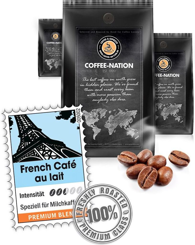Coffee FRENCH CAFE AU LAIT by Coffee-Nation, 500g beans