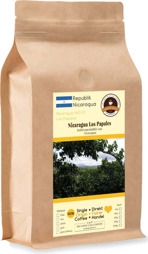 Coffee with Heart - Nicaragua Los Papales - 1000 g Medium Ground