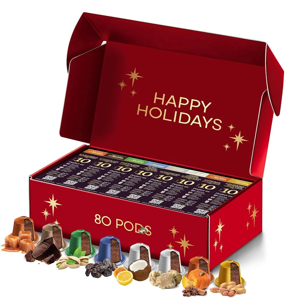 COFFEE Premium 80 Coffee Capsules Selection Box Flavored Coffee | Made of aluminum | 100% recyclable Nespresso®*³ compatible capsules for Nespresso®³