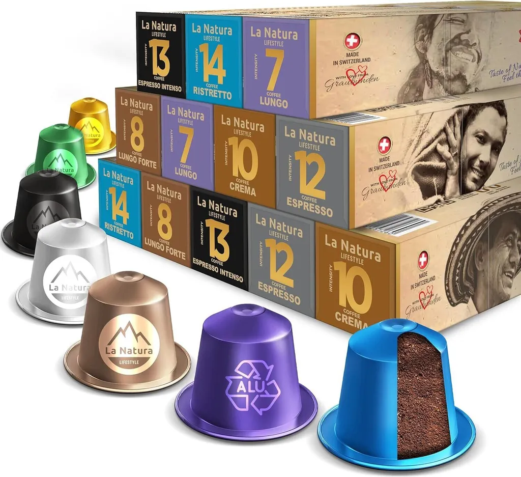 COFFEE TRIAL BOX La Natura Lifestyle | 120 coffee capsules in 6 different varieties | 100% recyclable | Nespresso®*³ compatible coffee capsules