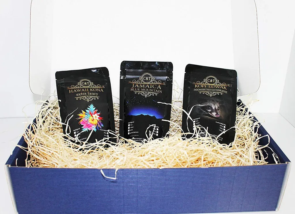 Coffee rarity tasting package cat coffee Kopi Luwak, Jamaica, Hawaii Kona whole bean to give away