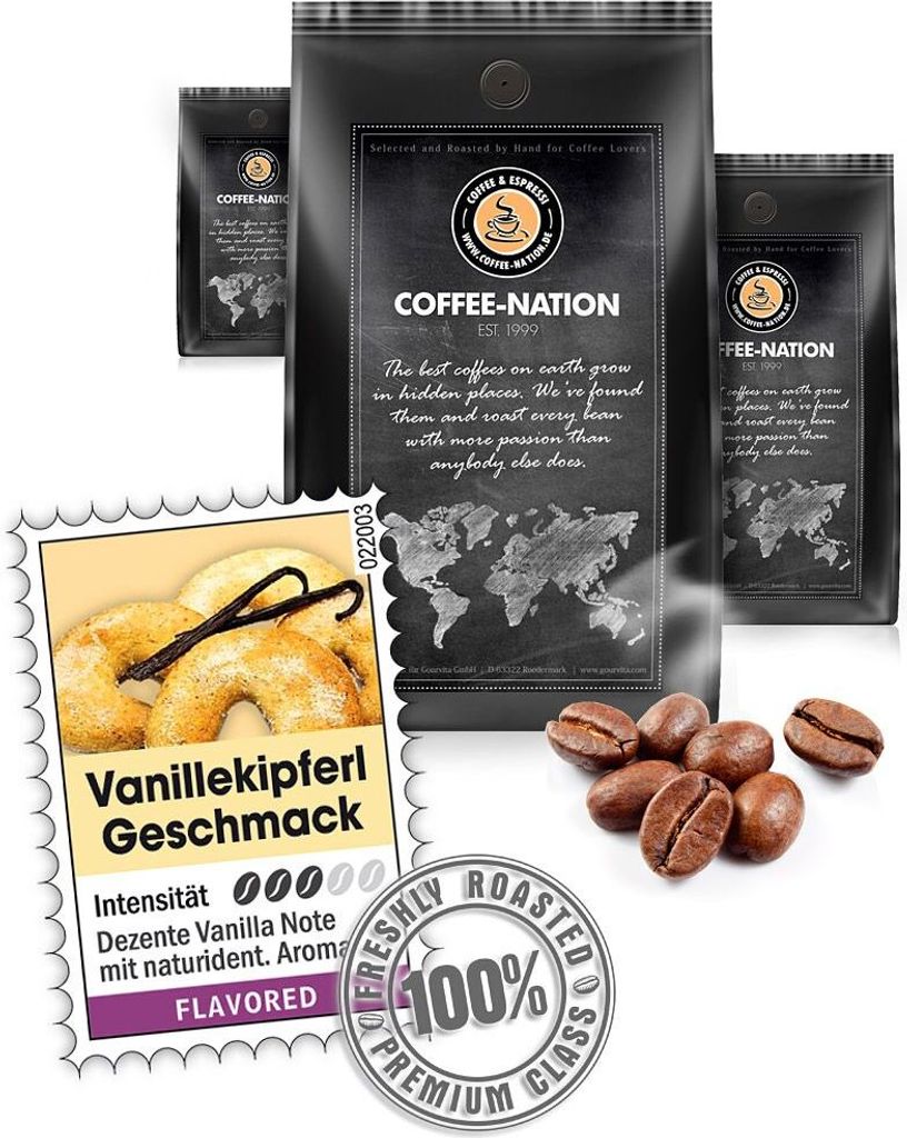 Coffee VANILLA KIPFERL flavored by Coffee-Nation, 500g beans
