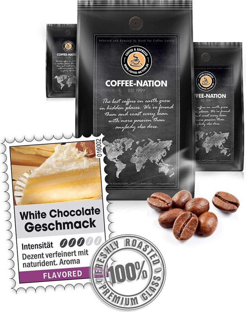 Coffee WHITE CHOCOLATE flavored by Coffee-Nation, 500g beans