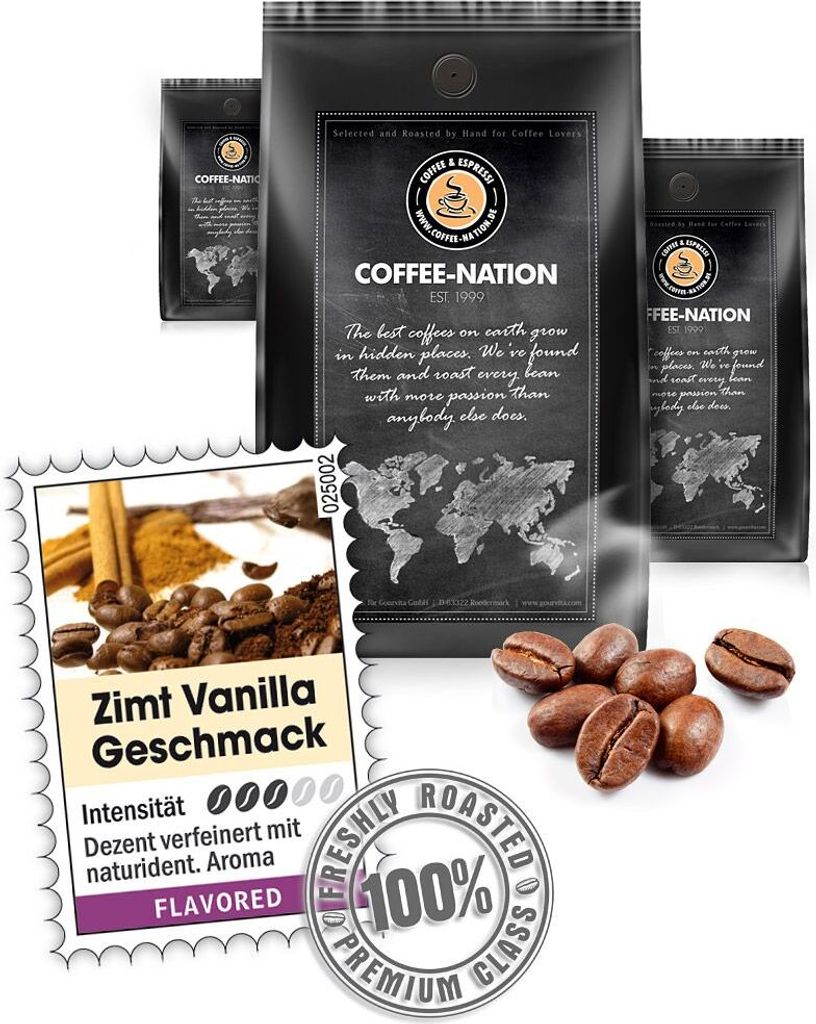 Coffee CINNAMON & VANILLA flavored by Coffee-Nation, 500g beans