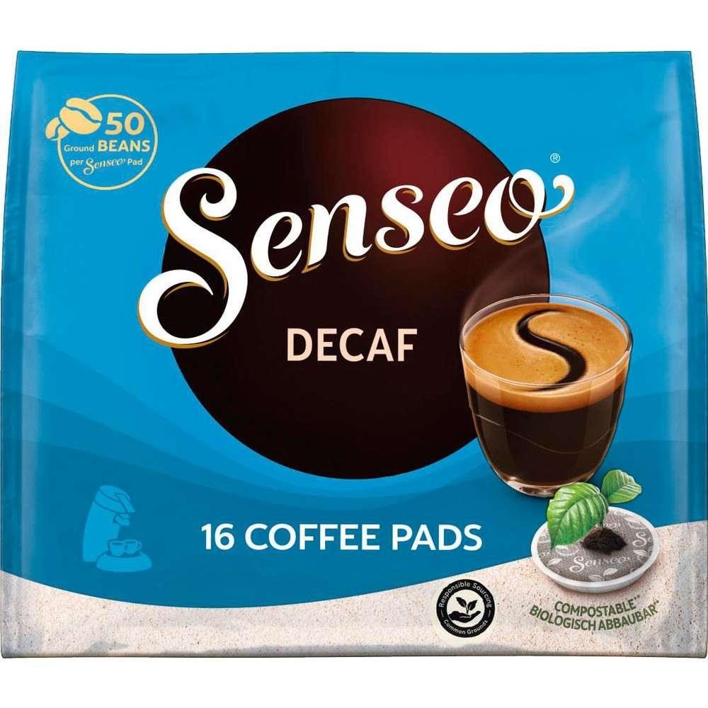 Decaf coffee pods, decaffeinated