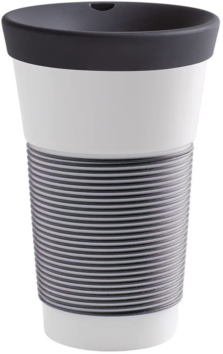 KAHLA Coffee to Go Mug 0.47 L with Lid, Porcelain, Magic Grip Anthracite, 1 Piece (Pack of 1)