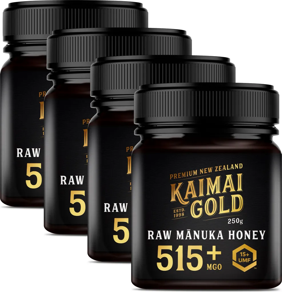Kaimai Gold MGO 515+ / UMF 15+ Manuka Honig * 4x 250g Premium Monofloral UMF® Certified Neuseeland ManukaHonig * 400 420 450 514 550 600 625 633 696