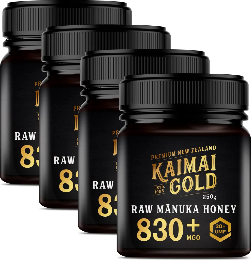 Kaimai Gold MGO 830+ / UMF 20+ Manuka Honig * 4x 250g Premium Monofloral UMF® Certified Neuseeland ManukaHonig * 600 633 696 700 720 800 820 829 850