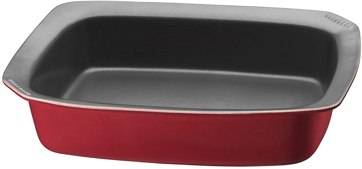 Kaiser Inspiration 38 x 31 x 8.5 cm Ceramic Non-Stick Heat Resistant Microwave Safe Stackable Roasting Dish, Red