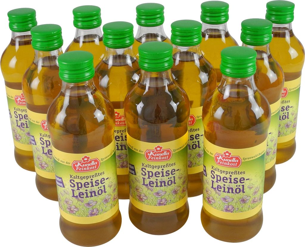 Kaltgepresstes Leinöl von Kunella Feinkost - 12er Pack (12 Flaschen à 250 ml)