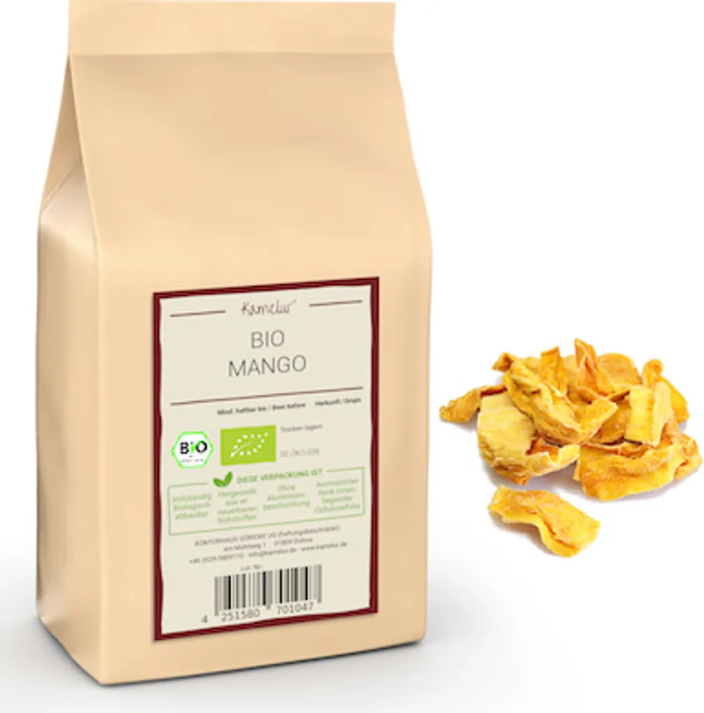 Kamelur 1kg ORGANIC Mango dried & unsulfured, ORGANIC Dried Fruits unsweetened