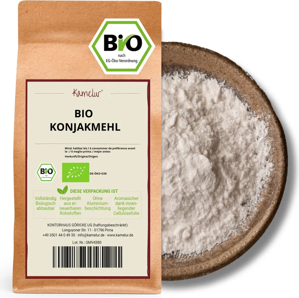 Kamelur ORGANIC Konjac flour 500g, Konjac root powder without additives