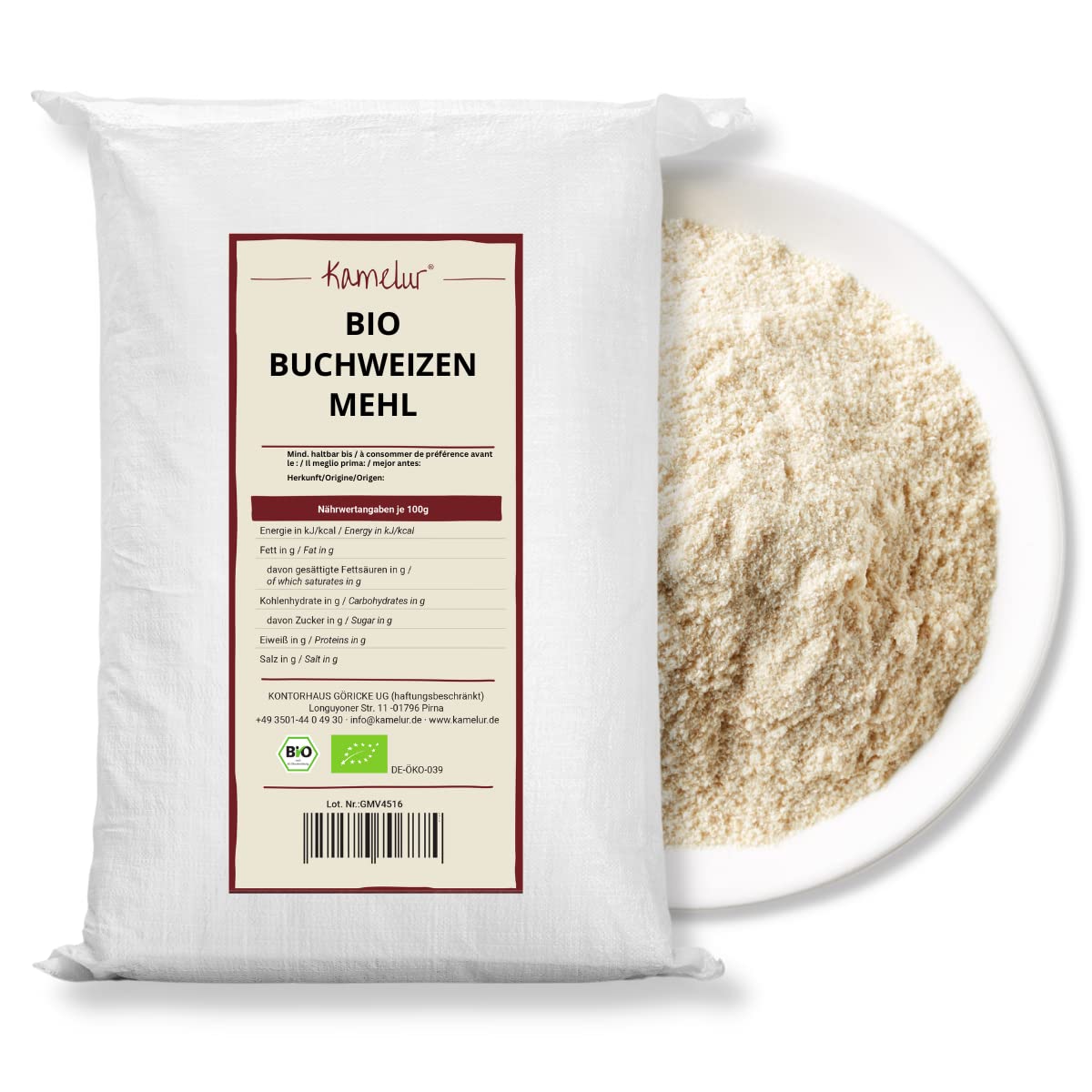Kamelur Organic Buckwheat Flour from EU Agriculture (5 kg) Flour from Buckwheat from Organic Cultivation