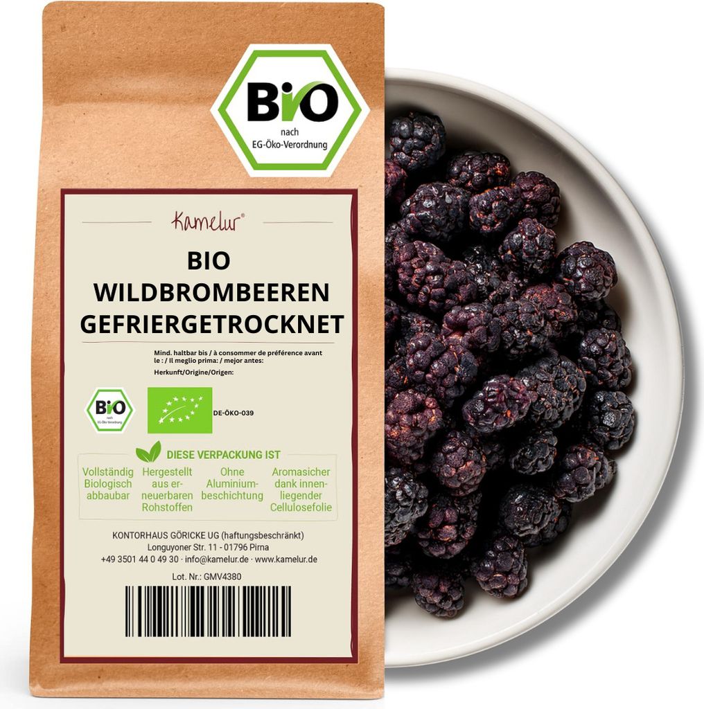 Kamelur® Organic Wild Blackberries Whole Fruit 250 g