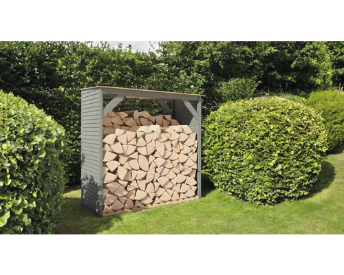 Firewood shelter Bertilo Fineline rhombus profile 166 x 76 x 170 cm gray