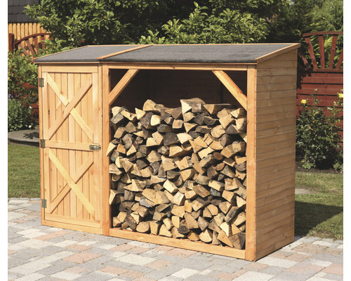 Firewood shelter, single cabinet promadino Pforzheim 224 x 78 x 163 cm impregnated