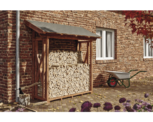 Firewood shelter SKAN HOLZ Paul 1 190 x 70 x 229 cm walnut