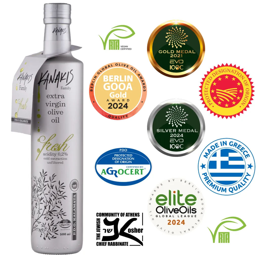Kanakis, Olivenöl, Nativ Extra, 500ml, 0.2% P.D.O., Flasche, Griechisch, Frisch, Einheimisch, Limitiert