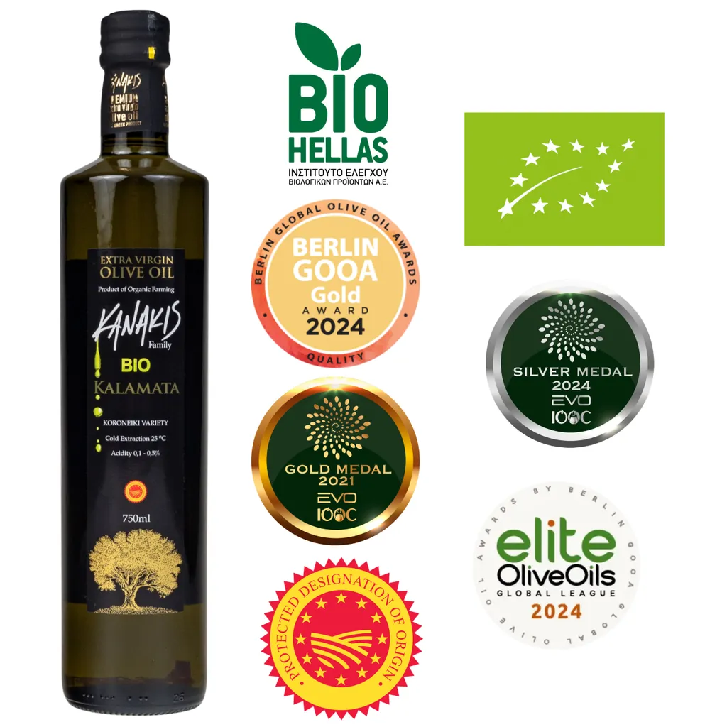 Kanakis | Olivenöl, Natives Olivenöl Extra, 750ml, biologisch, frische, griechisch, einheimisch, preisgekrönt, hohe Qualität
