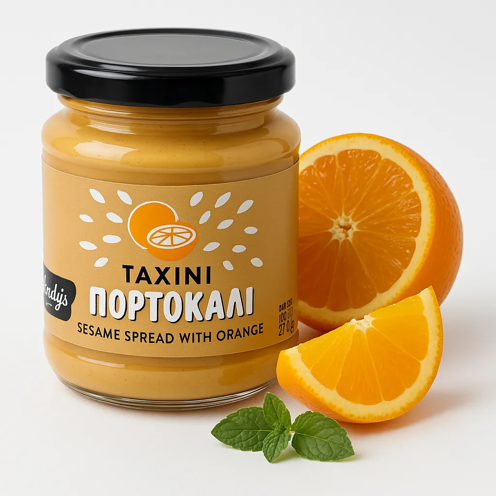 Kandylas, Sesampaste mit Orange, Tahinicreme 300g, Griechische Paste mit Orange, Tahini Paste