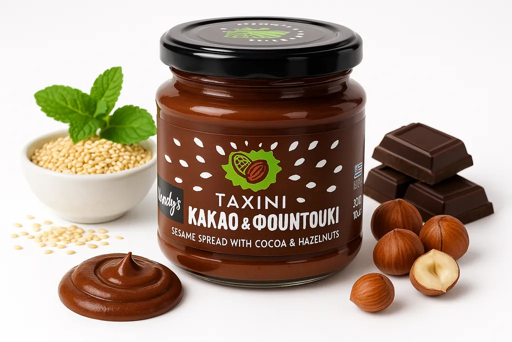 Kandylas, Tahini-Paste mit Haselnuss-Praline, Tahini-Creme, 300g, Griechische Paste