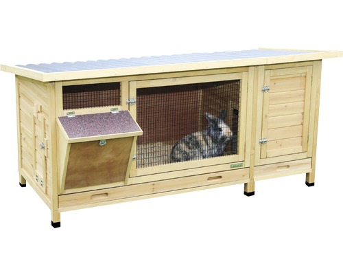 Rabbit hutch XXL Vario with hay rack 155 x 76 x 80 cm glazed