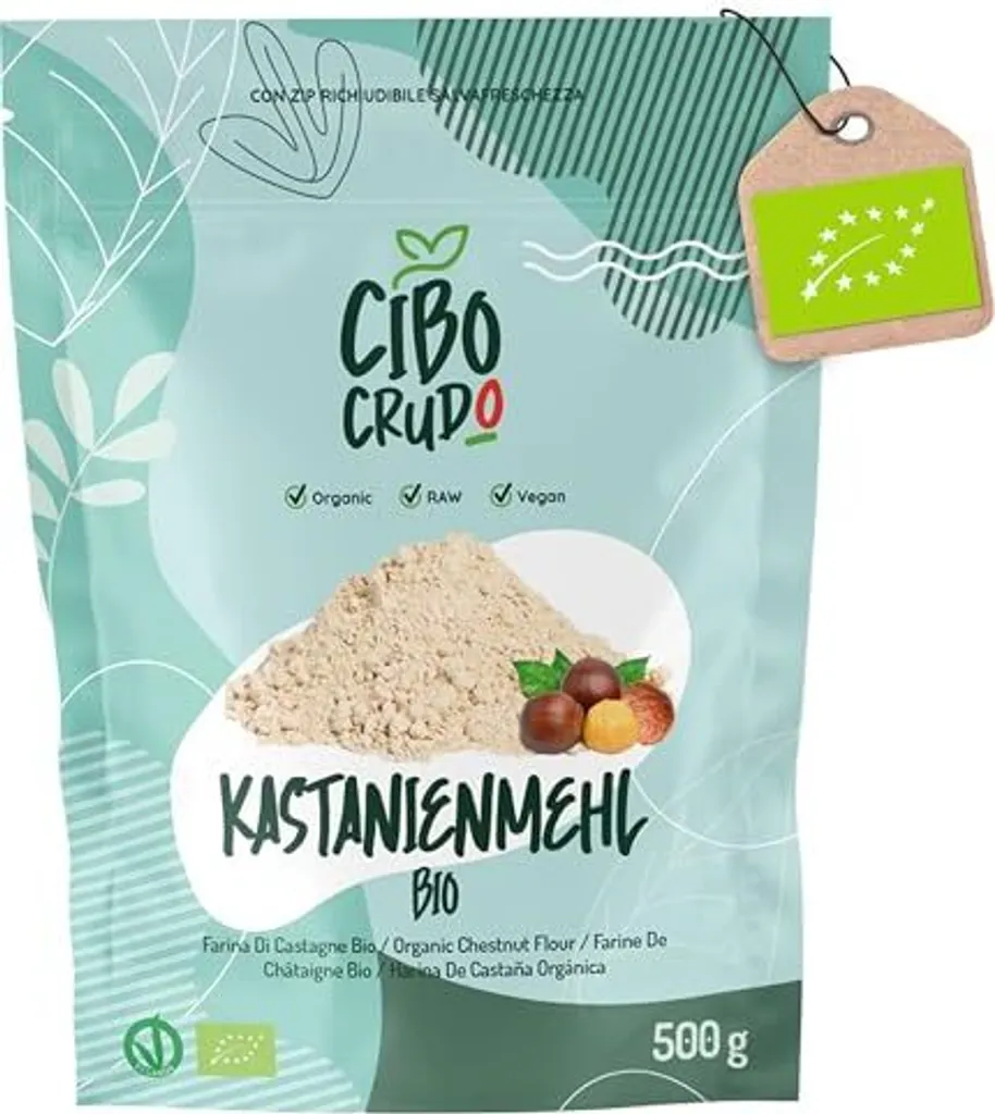 Chestnut flour - 500g. Chestnut flour or sweet chestnut flour. Gluten-free and raw. Vegan and natural chestnut flour.