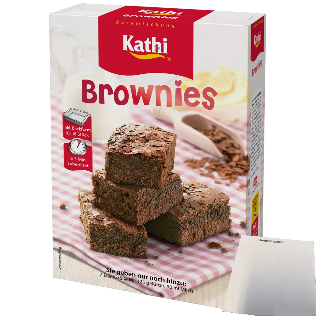 Kathi baking mix for brownies including baking pan (460g pack) + usy block
