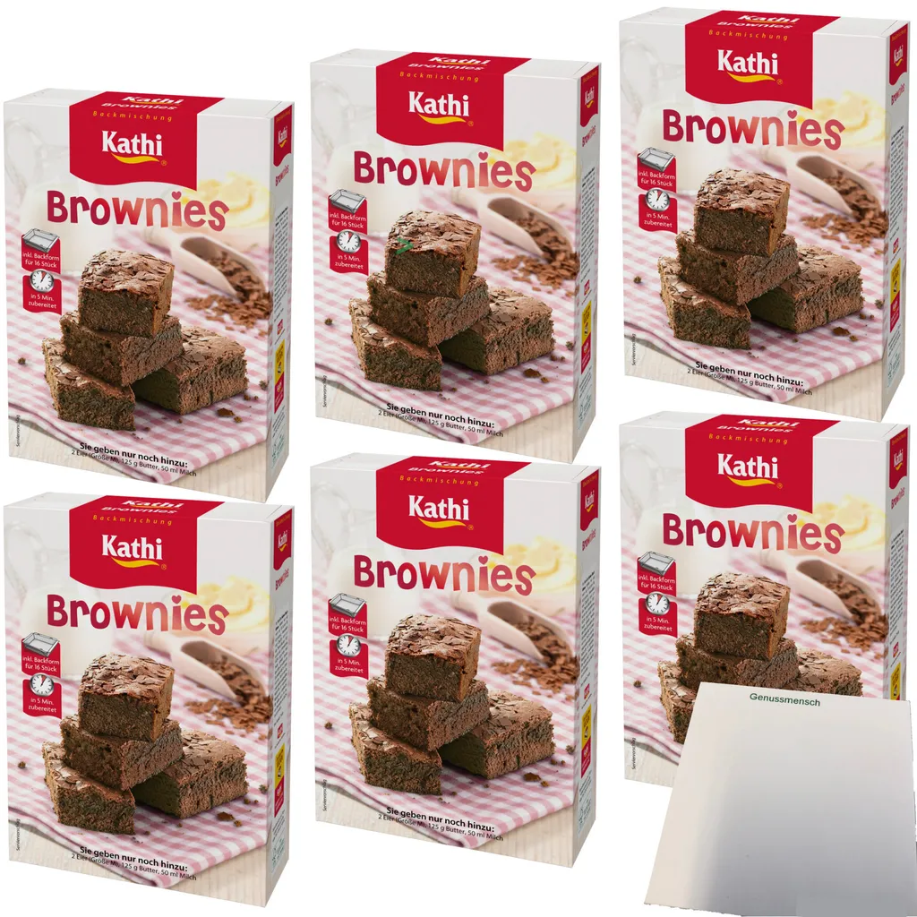 Kathi baking mix for brownies including baking pan 6-pack (6x460g pack) + usy block