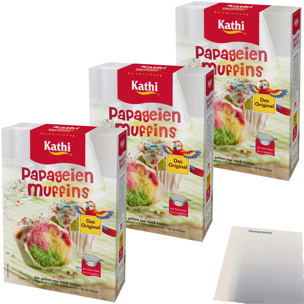 Kathi baking mix for parrot muffins with baking cups 3-pack (3x460g pack) + usy block