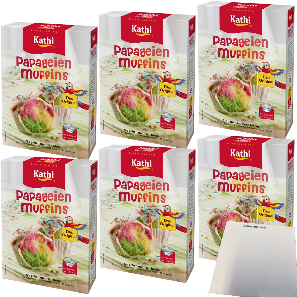 Kathi baking mix for parrot muffins with baking cups 6-pack (6x460g pack) + usy block