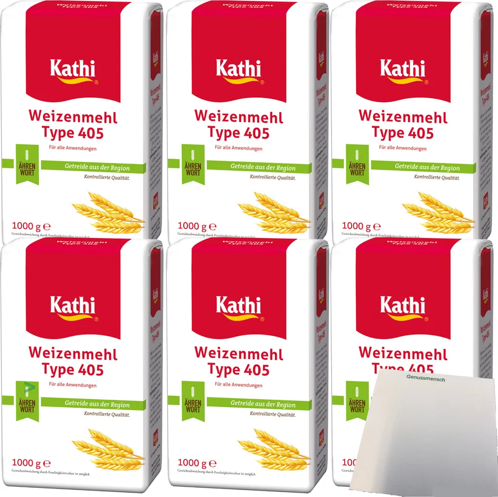 Kathi Wheat Flour Type 405 with Grains from the Region 6-pack (6x1kg pack) + usy Block