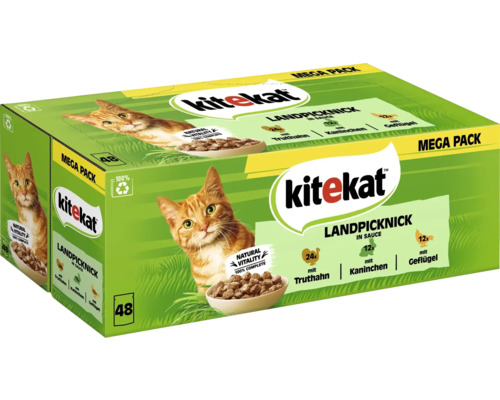 Cat food wet kitekat multipack country picnic in sauce with turkey, rabbit, poultry 48 x 85 g