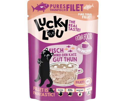 Wet cat food Lucky Lou Extrafood tuna fillet in broth 70g pouch bag