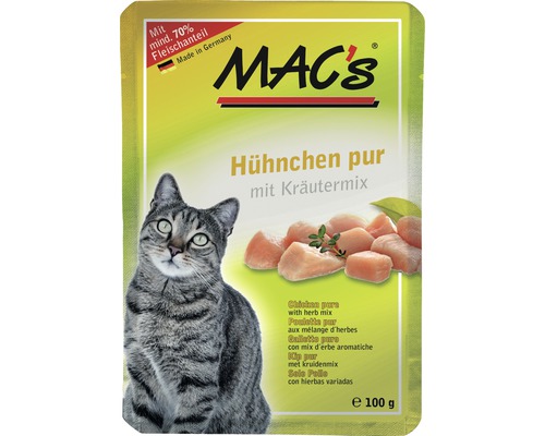 Wet cat food MAC's CAT Super food with pure adult chicken and minerals, catnip 100 g grain-free