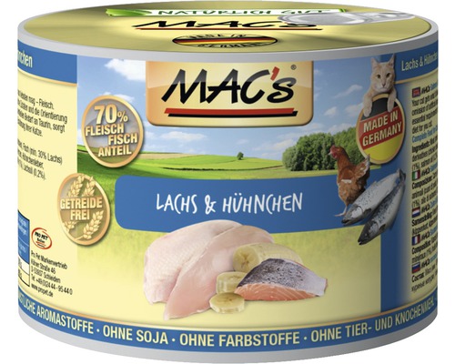 Wet cat food MAC's CAT Super food with salmon + chicken 200 g grain-free
