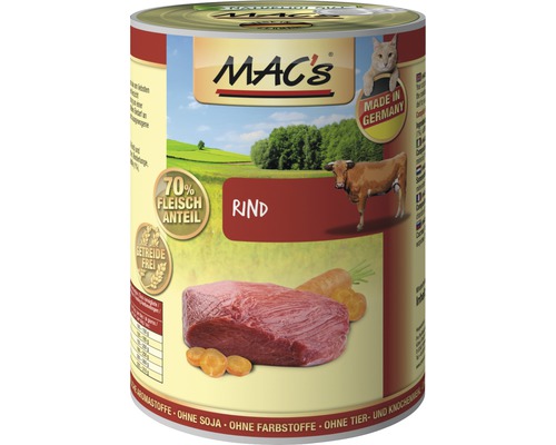 Wet cat food MAC's CAT Super food with beef 400 g grain-free