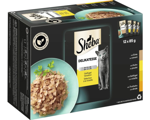 Wet cat food Sheba delicacy jelly poultry 12 x 85 g