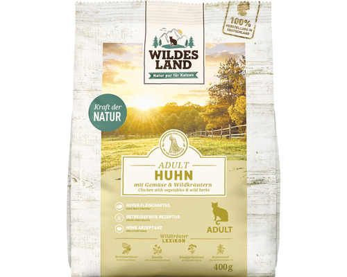 Dry cat food WILDES LAND chicken with garden vegetables with valuable superfoods, grain-free, gluten-free 400 g