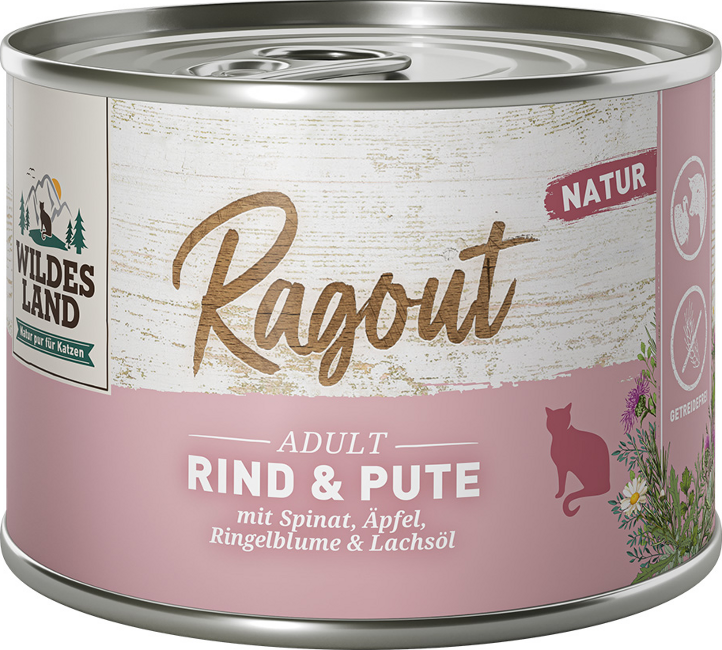 Wildes Land Wet cat food ragout beef turkey with spinach