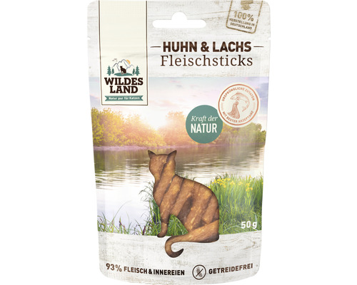 Cat snack WILDES LAND chicken and salmon meat sticks grain-free 50 g