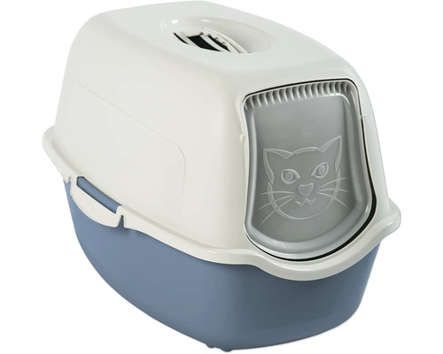 Cat toilet rotho cat toilet Eco Bailey 56 x 40 x 39 cm blue cat toilet including hood and swing door with odor-inhibiting activated carbon filter