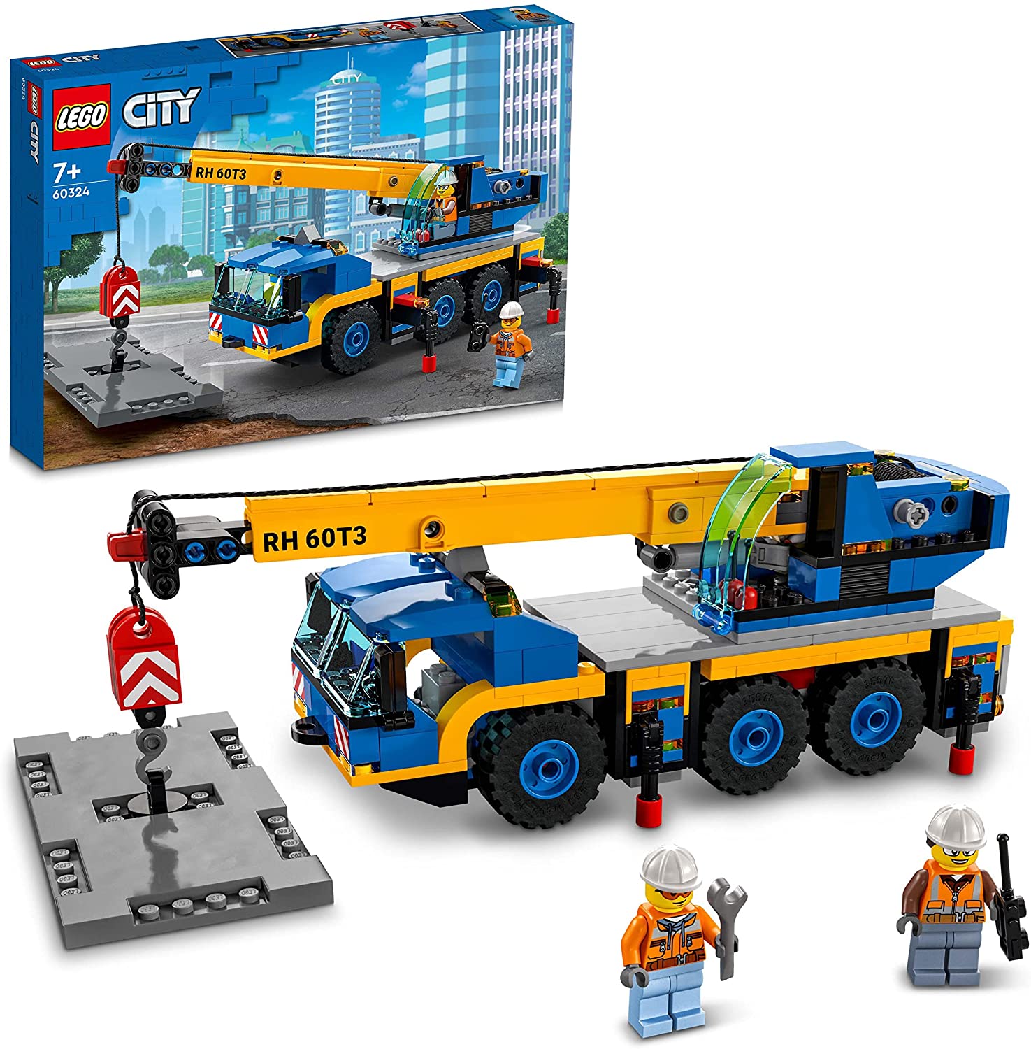 LEGO 60324 City Geländekran, Mobilkran, LKW-Spielzeug, Kinderspielzeug für 