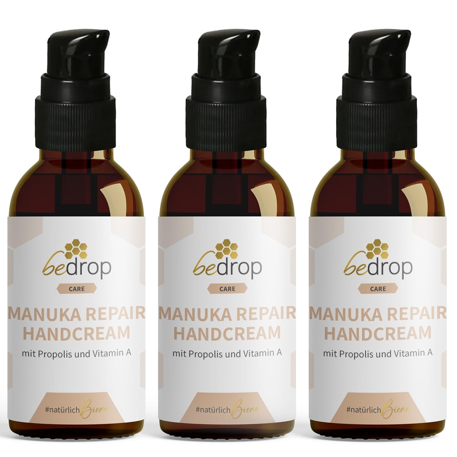 bedrop Manuka Repair Hand Cream / Moisturizing Hand Cream with Manuka Honey, Propolis & Vitamin A, Can Also Be Used for Stressed & Cracked Hands - (3 x 25 ml Economy Set)