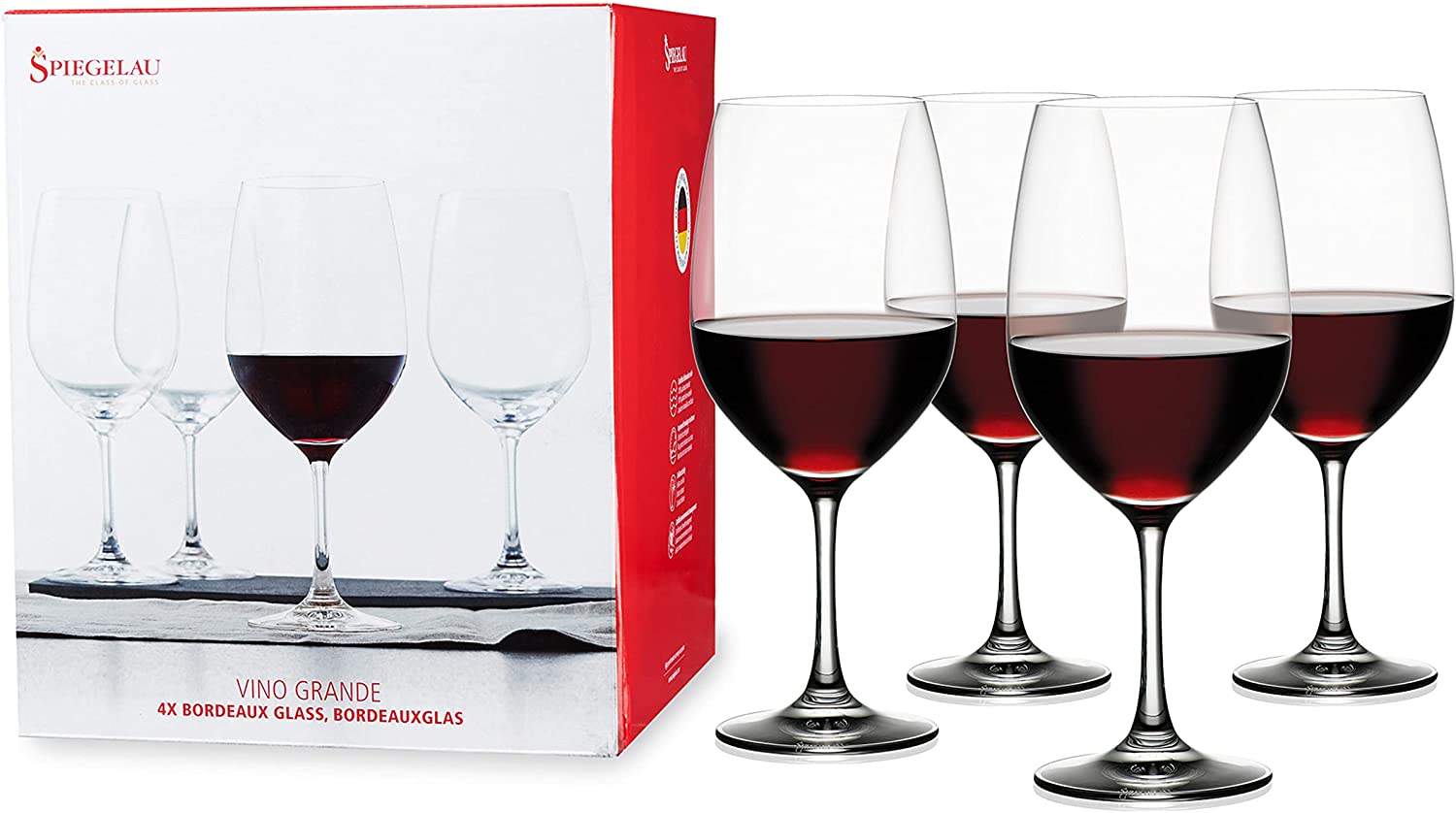 Spiegelau & Nachtmann, Vino Grande 4510277 Bordeaux Glass Set of 4 Crystal Glass 620 ml