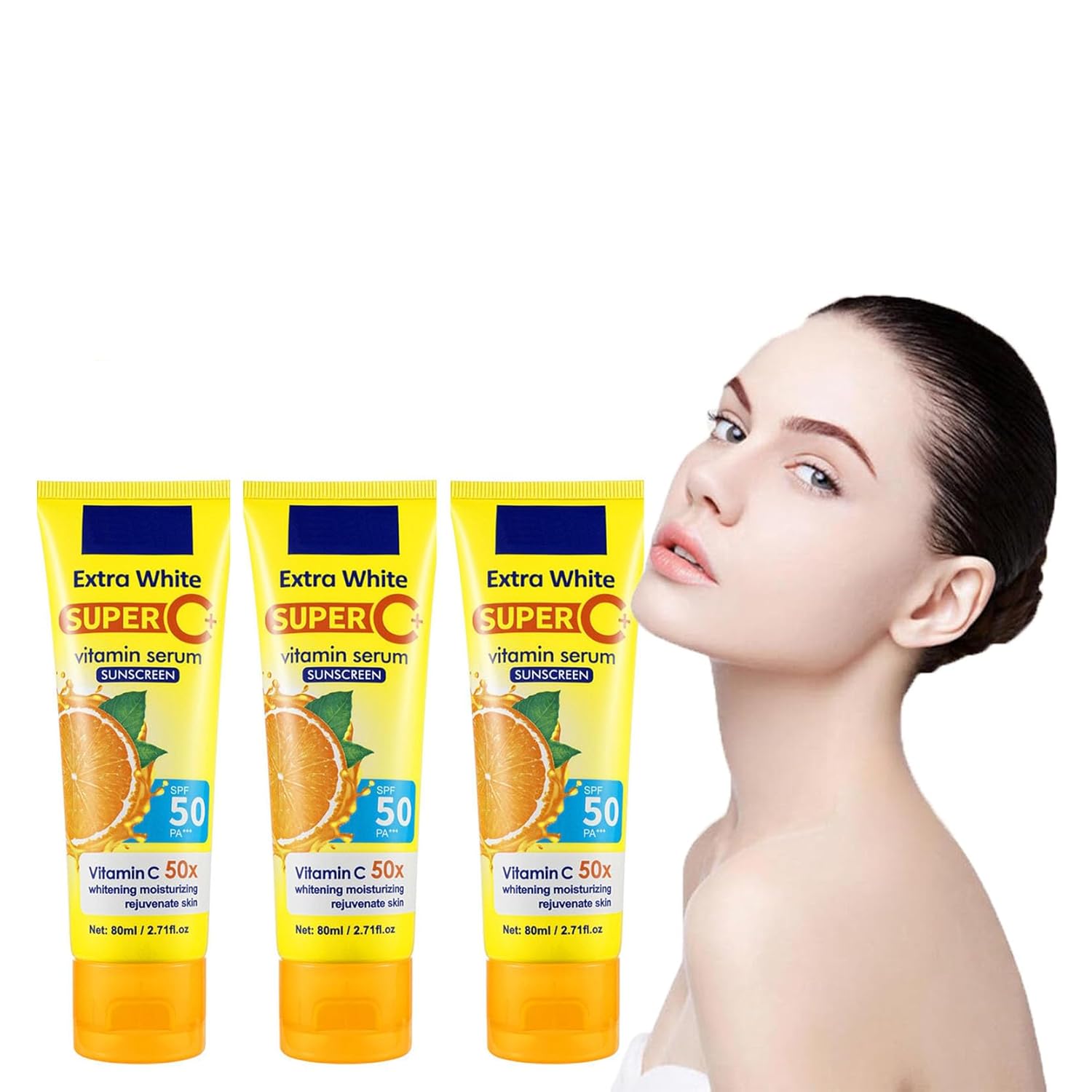 Sunscreen Moisture Anti-UV, No White Casting, Non-Grease-Related Face Screen Lightening, Refreshing Eater Density, Anti-Sweat Cosmetics, 50 ml (Pack of 3)