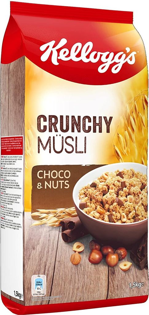 Kelloggs Crunchy Müsli Choco und Nuts knusprige Cerealien 1500g