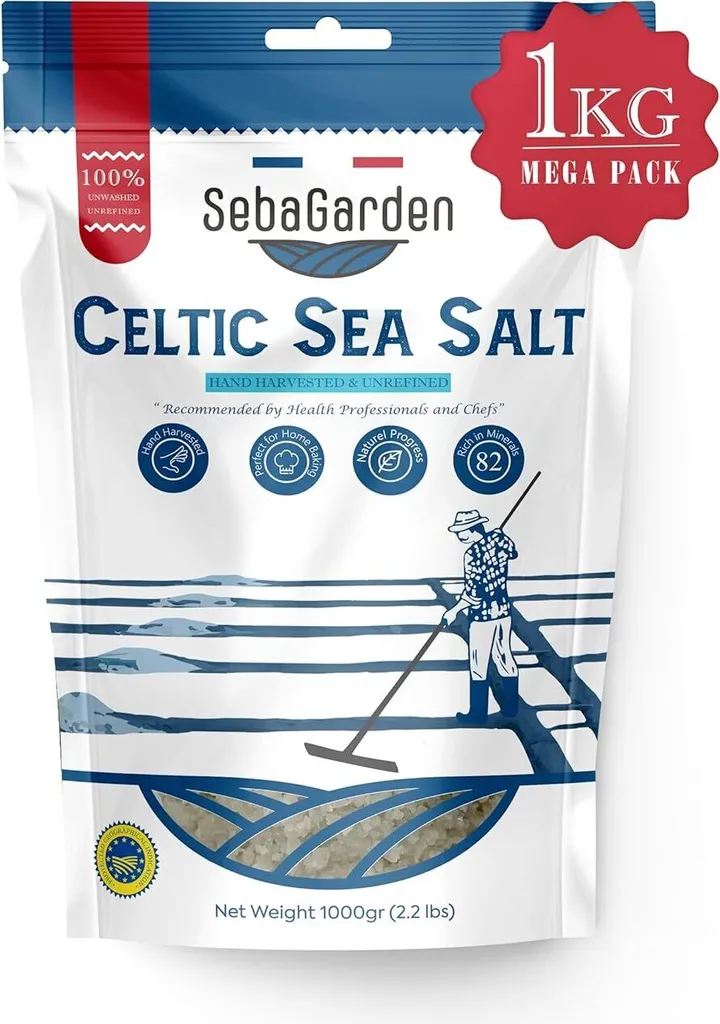 Celtic Sea Salt, Salt 1 kg, Hand-harvested Celtic Salt, 82 essential minerals, Mineral-rich Celtic Sea Salt, Natural, Celtic Sea Salt
