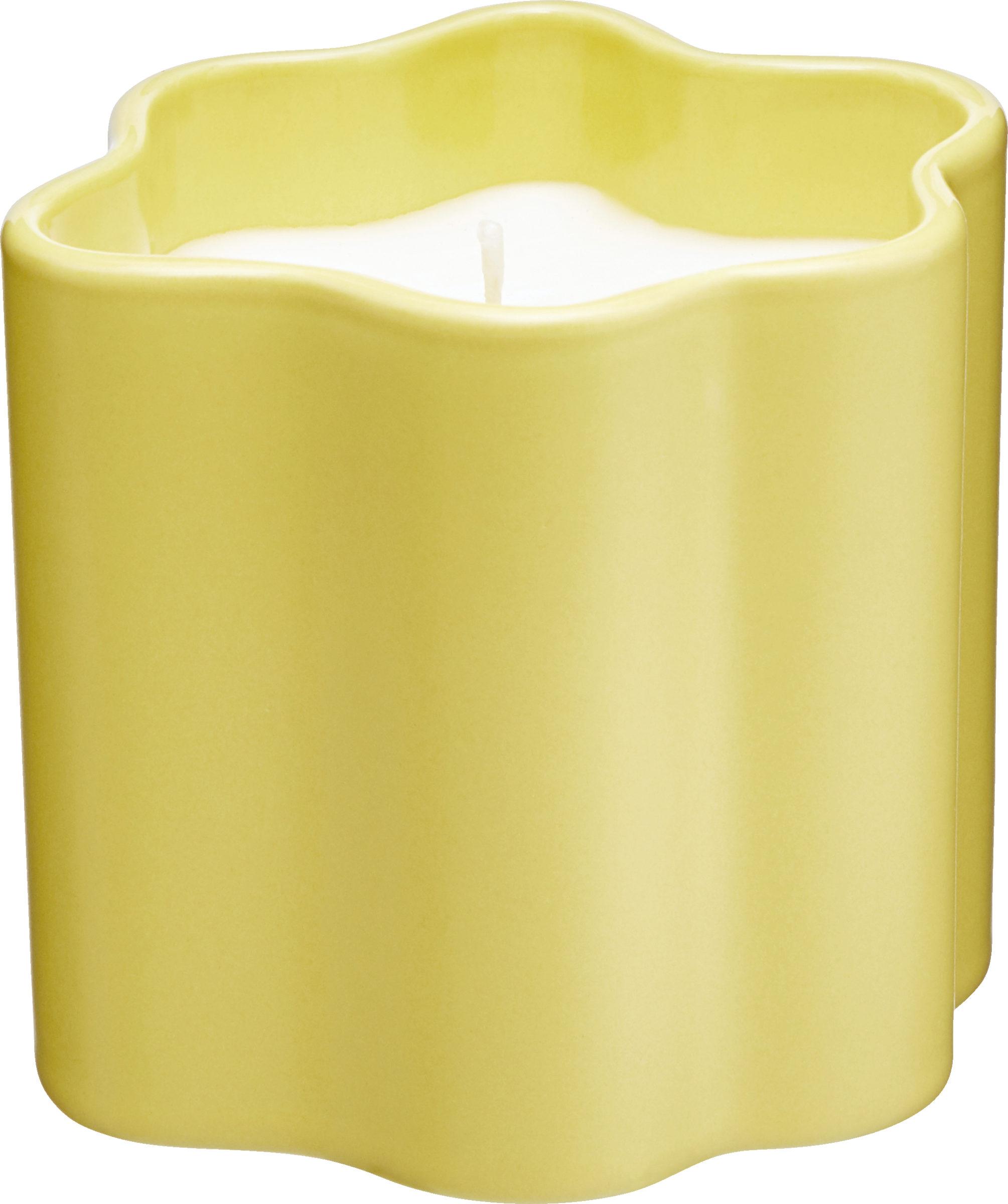 Ceramic scented candle Waves yellow/white